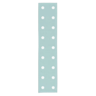White Polka Dots Eggshell Blaue geometrische Muste Kurzer Tischläufer