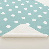 White Polka Dots Eggshell Blaue geometrische Muste Sherpadecke (3/4)