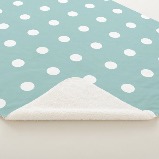 White Polka Dots Eggshell Blaue geometrische Muste Sherpadecke (3/4)
