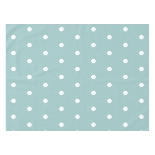 White Polka Dots Eggshell Blaue geometrische Muste Tischdecke (Vorderseite (Horizontal))