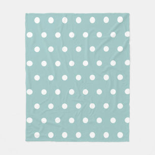 White Polka Dots Geometric Muster Eggshell Blau Fleecedecke