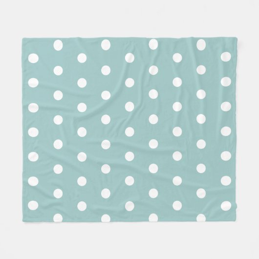 White Polka Dots Geometric Muster Eggshell Blau Fleecedecke (Vorderseite (Horizontal))