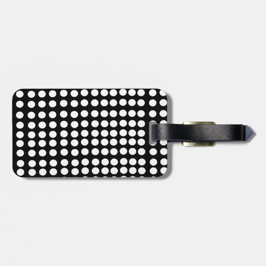 White Polka Dots Gepäckanhänger mit Ledergurt (Rückseite horizontal)