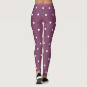 White Polka Dots Herbst Lila Muster Leggings (Rückseite)