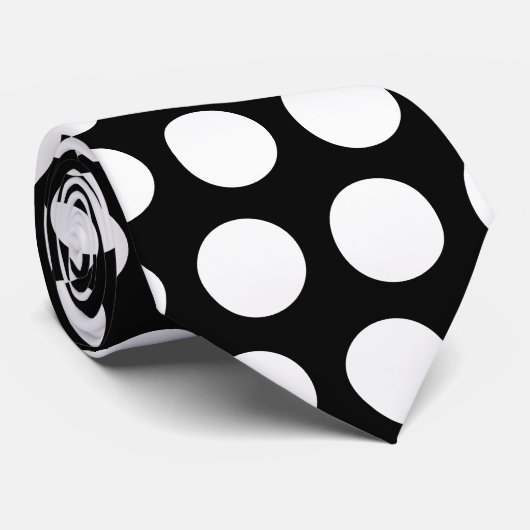 White Polka Dots Krawatte (Gerollt)