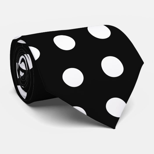 White Polka Dots Krawatte (Gerollt)
