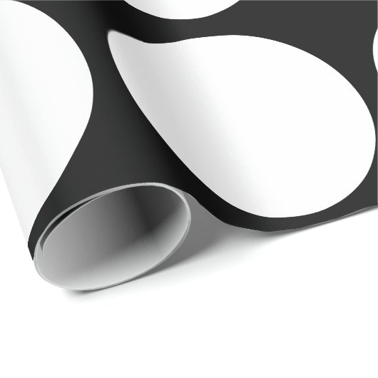 White Polka Dots Large Geometric Pattern Black Geschenkpapier (Rolleneckpunkt)