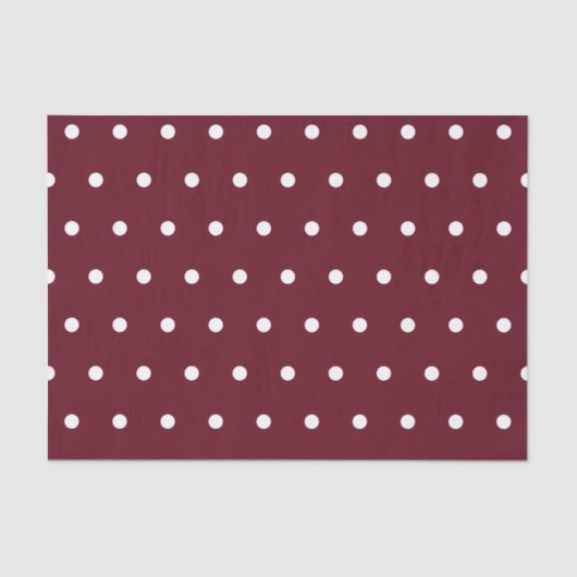 White Polka Dots Muster auf Herbst Burgund Seidenpapier (Vorderseite)