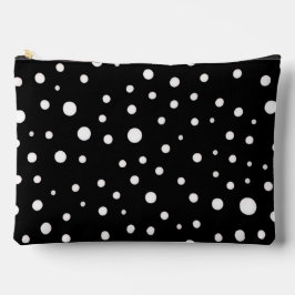 White Polka Dots on Black Large Zubehörtasche