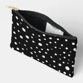 White Polka Dots on Black Small Zubehörtasche (Offen)