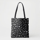 White Polka Dots on Black Tote Tasche (Vorderseite)