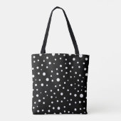 White Polka Dots on Black Tote Tasche (Rückseite)