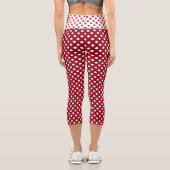 White Polka Dots on Crimson Red Capri Leggings (Rückseite)