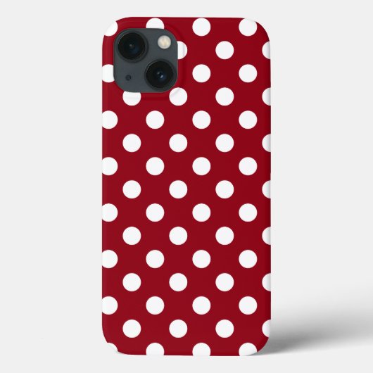 White Polka Dots on Crimson Red Case-Mate iPhone Hülle (Rückseite)