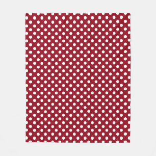 White Polka Dots on Crimson Red Fleecedecke