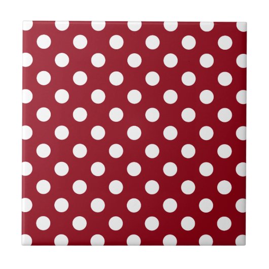 White Polka Dots on Crimson Red Fliese (Vorderseite)