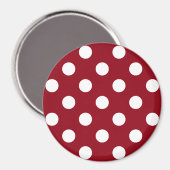 White Polka Dots on Crimson Red Magnet (Vorderseite/Rückseite)