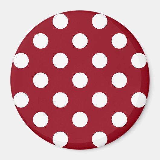 White Polka Dots on Crimson Red Magnet (Vorne)