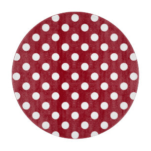 White Polka Dots on Crimson Red Schneidebrett