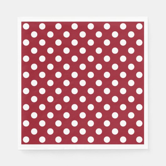 White Polka Dots on Crimson Red Serviette (Vorderseite)