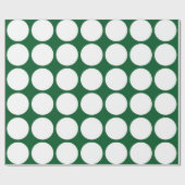 White Polka Dots on Green Geschenkpapier (Flach)