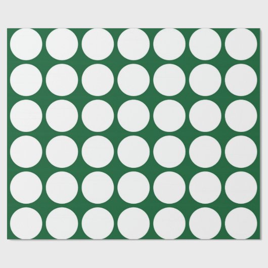 White Polka Dots on Green Geschenkpapier (Flach)