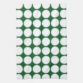 White Polka Dots on Green Handtuch (Vertikal)