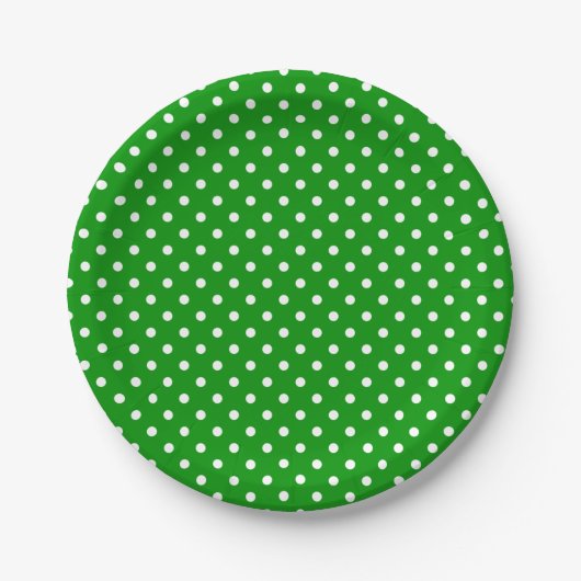 White Polka Dots on Green Pappteller (Vorderseite)