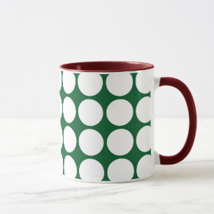White Polka Dots on Green Tasse