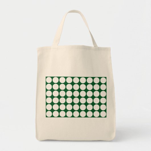 White Polka Dots on Green Tragetasche (Vorne)