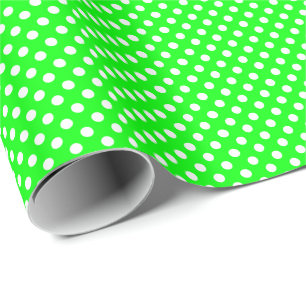 White Polka Dots on Lime Green Geschenkpapier