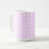 White Polka Dots on Pink Coffee Tasse (Vorderseite Links)