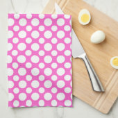 White Polka Dots on Pink Kitchen Handtuch (Viertel Falte)