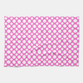 White Polka Dots on Pink Kitchen Handtuch (Horizontal)