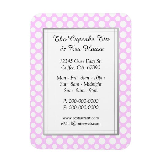 White Polka Dots on Pink Restaurant Custom Magnet (Vertikal)