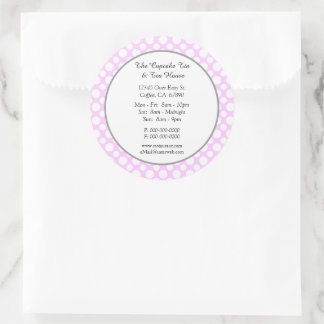 White Polka Dots on Pink Small Business Custom Runder Aufkleber