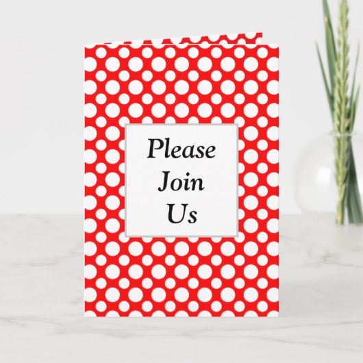 White Polka Dots on Red Custom geflochtene Einladu Einladung (Vorderseite)
