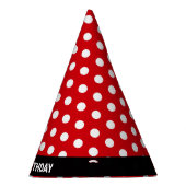 White Polka Dots on Red Happy Birthday Partyhütchen (Rechts)