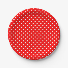 White Polka Dots on Red Pappteller