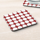 White Polka Dots on Red Untersetzer (Linke Seite)