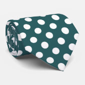 White polka dots on teal krawatte (Gerollt)