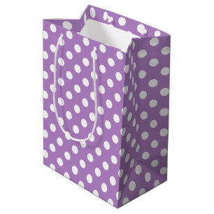 White Polka Dots on Thistle Lila Mittlere Geschenktüte