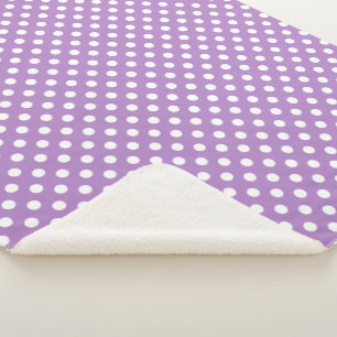 White Polka Dots on Thistle Lila Sherpadecke