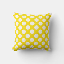 White Polka Dots on Yellow Throw Pillow