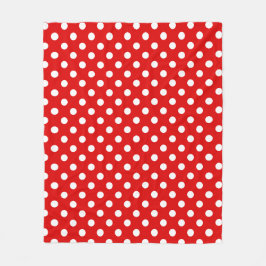 White Polka Dots Pattern on Red Background  Fleecedecke