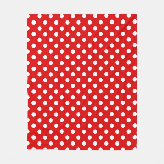 White Polka Dots Pattern on Red Background  Fleecedecke (Vorderseite)