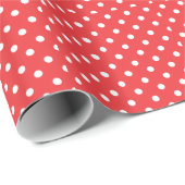 White Polka Dots Red Background Geschenkpapier (Rolleneckpunkt)
