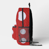 White Polka Dots Red Monogram auf Red Fraktal Bedruckter Rucksack (Rechts)