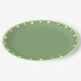 White Polka Dots Two Tone Green Pappteller