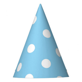 White Polka on Blue Party Hat Partyhütchen